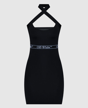 Off-White Черное платье мини с логотипом OWVT036S24JER001