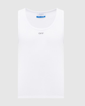 Off-White Белая майка в рубчик с логотипом логотип OMUY006C99JER001