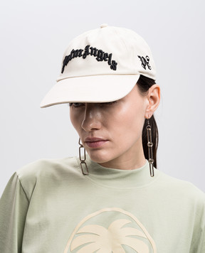 Palm Angels Бежевая кепка с вышивкой логотипа PWLB036S25FAB001