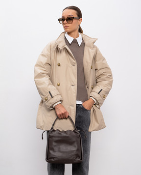 Brunello Cucinelli Коричнева шкіряна сумка з ланцюжком моніль MBGPD3611