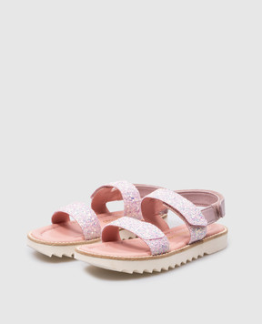 Pretty Ballerinas Детские розовые комбинированные босоножки Esti с глитером 51265