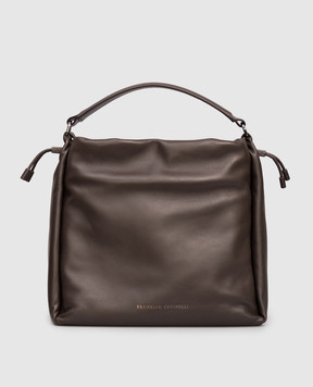 Brunello Cucinelli Коричнева шкіряна сумка з ланцюжком моніль MBGPD3611