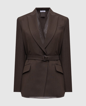 Brunello Cucinelli Коричневый жакет с льном MH1267340