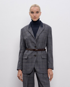 Brunello Cucinelli Сірий жакет з вовни в клітинку MG5227391P