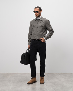 Brunello Cucinelli Сіра сорочка з вовни M038P0720