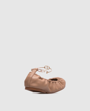 Twinset Бежеві балетки з емблемою 251TCP150