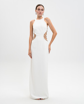 Nissa Белое платье макси с кристаллами RRS15958