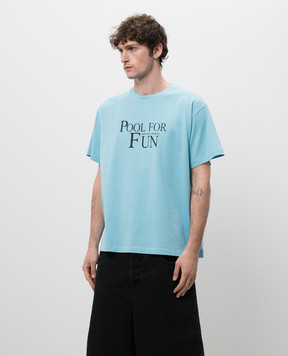 Maison Margiela MM6 Блакитна футболка з принтом напису Pool For Fun SH0GC0044S24312