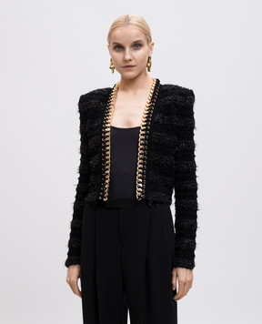 Balmain Черный жакет с люрексом EF0SK256KI46
