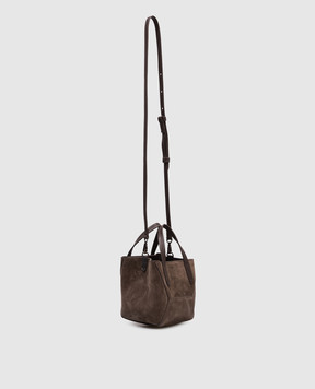 Brunello Cucinelli Коричневая сумка-мини Duo с логотипом. MBDLD2675