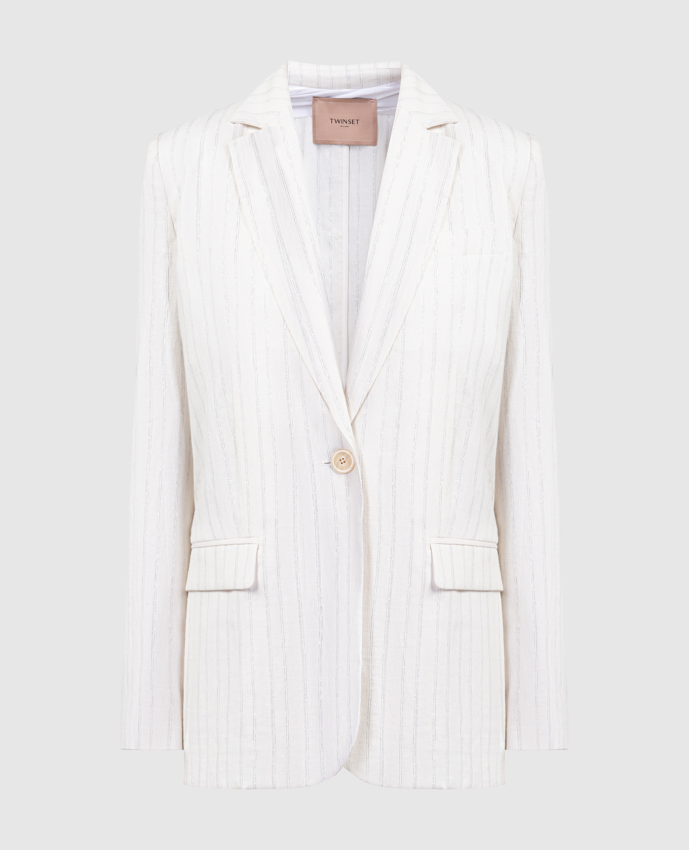 White jacket with striped linen