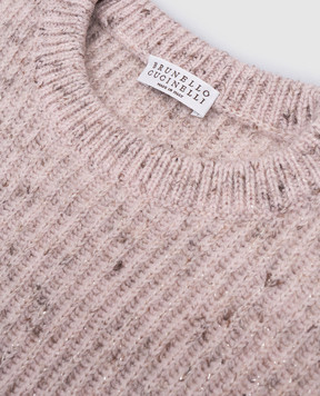 Brunello Cucinelli Дитячий рожевий светр з вовною з люрексом BOPM52300B