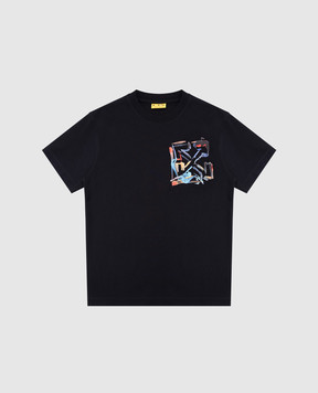Off-White Детская чёрная футболка Watercolor Arrow OBAA002S25JER00C