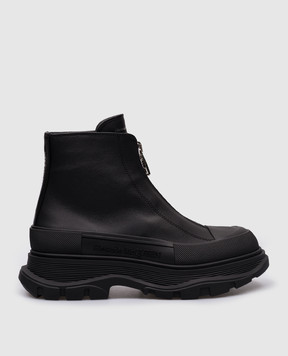 Alexander McQueen Чорні шкіряні черевики Tread Slick з логотипом 766901WHZ6U