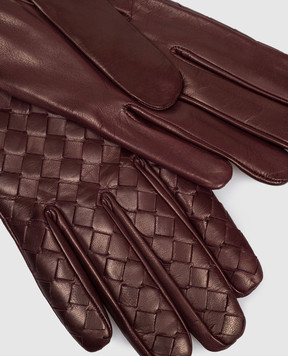 Sermoneta Gloves Бордові шкіряні рукавички з плетінням BW