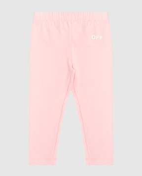 Off-White Детские розовые леггинсы с принтом логотипа. OGX3001S25JER001