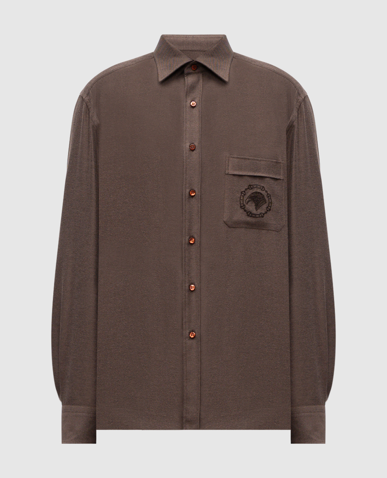 

Коричневая рубашки с вышивкой эмблемы, Коричневый, Рубашки