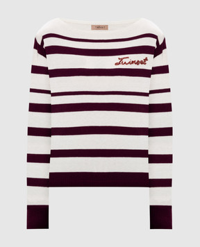 Twinset Білий джемпер в смужку з логотипом 252TP3091