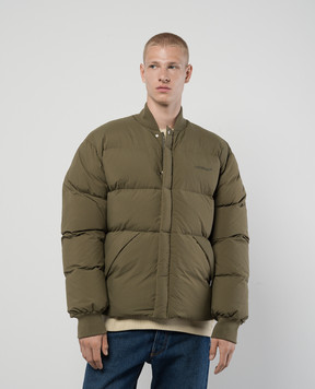 Off-White Пуховик цвета хаки с простежкой Arrow OMED035C99FAB001