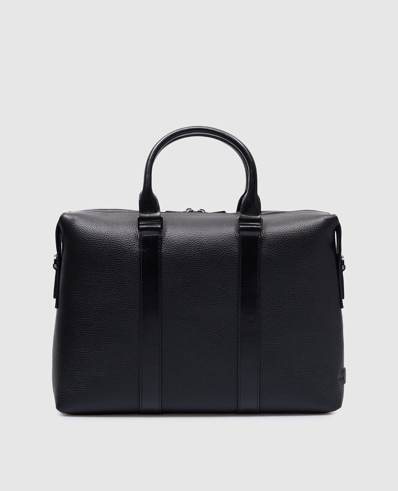 

Черная кожаная деловая сумка с логотипом., Черный, Портфели