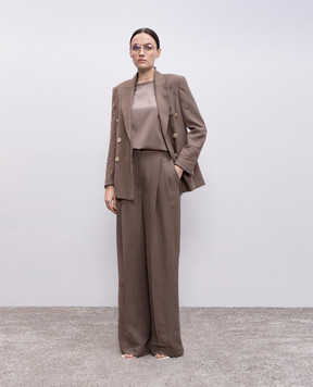 Brunello Cucinelli Коричневий топ із шовку з ланцюжком моніль M0C59EH500
