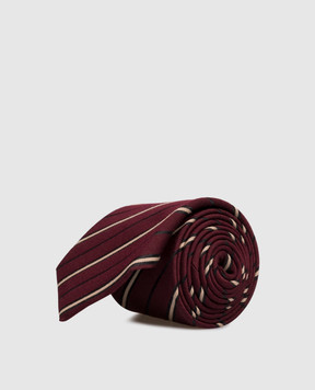 Saint Laurent Бордовый галстук из шерсти и шелка в полоску 8241003YR96