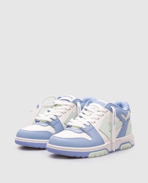 Off-White Блакитні шкіряні кросівки Out Of Office OWIA259S25LEA004