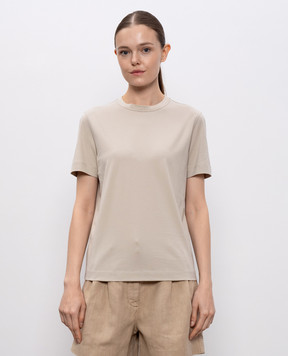 Brunello Cucinelli Бежева футболка з ланцюжком моніль MPT81BI100