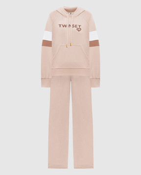Twinset Бежевый спортивный костюм с нашивкой логотипа 242LI2CLL