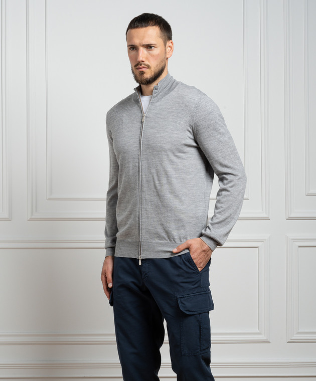 Brunello Cucinelli Серый кардиган из шерсти и кашемира M2400106CZ621 изображение 3