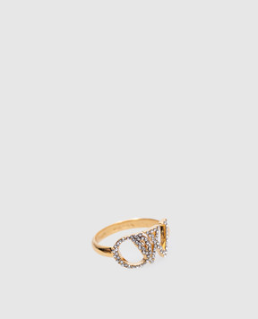 Off-White Золотое кольцо с кристаллами. OWOC11AC99MET001