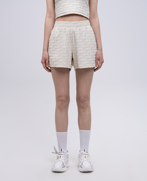 Off-White Бежеві шорти у візерунок логотипа OWCB05FS25JER001