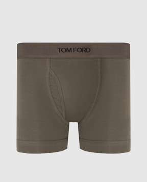 Tom Ford Труси-боксери кольору хакі з логотипом T4LC32040