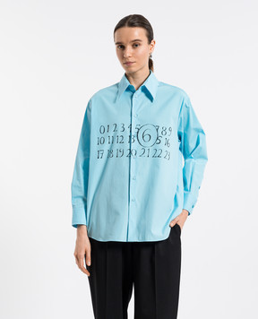 Maison Margiela MM6 Блакитна сорочка з принтом логотипа S52DT0047M35152