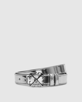 Off-White серебристый кожаный ремень с логотипом Arrow OWRB133S25FAB001