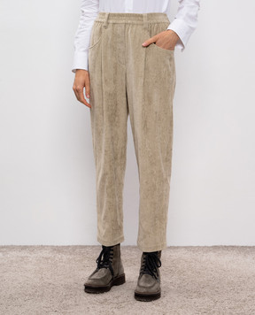 Brunello Cucinelli Бежевые вельветовые штаны MD574P8773