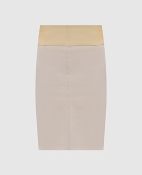 Brunello Cucinelli Бежевая юбка со вставкой из кожи M0A184282