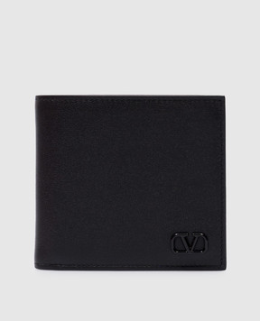 Valentino Чорне шкіряне портмоне з логотипом VLOGO 5Y2P0577ZQU