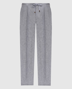 Brunello Cucinelli Серые брюки из льна MH250E1710