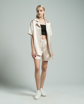 Balmain Бежевые шорты с вышивкой логотипа монограммы CH0PA095XI63
