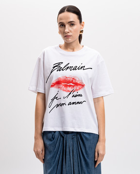 Balmain Біла футболка з принтом Kiss EF1EG110GE45