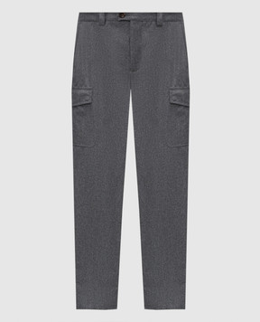 Brunello Cucinelli Серые брюки карго из шерсти M038PE1890