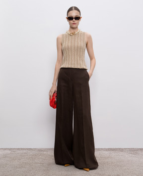 Max Mara Коричневый палаццо SEQUOIA из льна. SEQUOIA