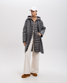 Moncler Серое пальто из кашемира и шерсти с пуховой курткой J20931C000325980N