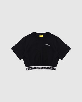 Off-White Детская черная укороченная футболка с логотипом OGAA018C99JER001