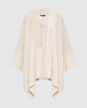 Ermanno Scervino Life Біле пончо з вовною та кашеміром з мереживом D474D504APNJG