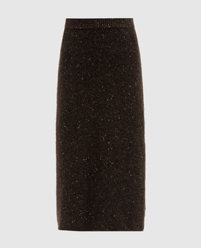 Peserico Коричневая юбка с шерстью с люрексом E95018F0509207