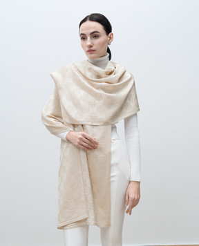Givenchy Бежевый шарф из шелка в тканом узоре. GW7020J6129