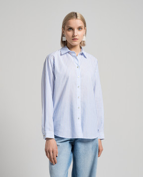 ANNECLAIRE Голубая рубашка в полоску с льном D0671685
