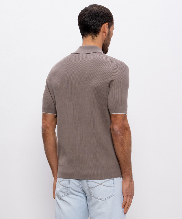 Brunello Cucinelli Коричневое поло в рубчик M29400005 изображение 4